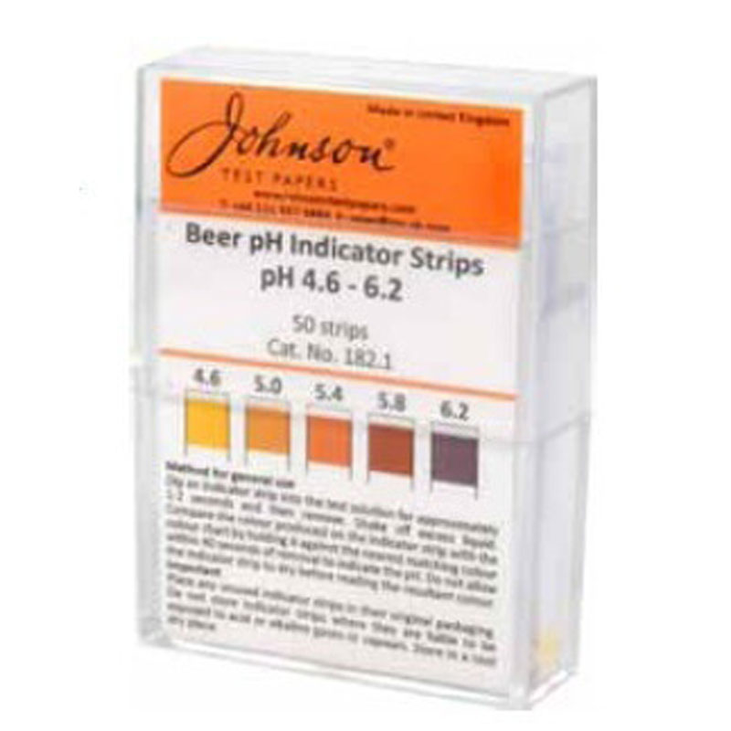 Johnsons PH Narrow Range Indicator Strips 4.6-6.2 non bleed PACK OF 50 Homebrew